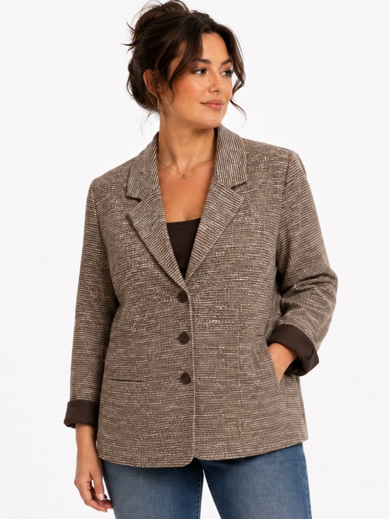 Alfred Dunner Jackets & Blazers - Gorgeous Shimmer / Metallic Knit Blazer Fully Lined—Neutral Brown Tones